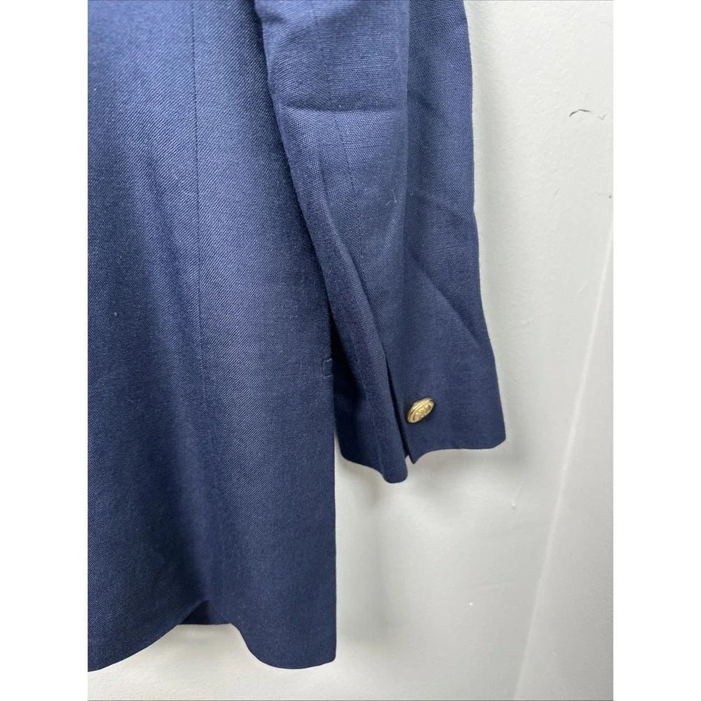 Vintage Talbots Blazer Womens Size 10 Blue One Button Lined Linen Blend USA Made